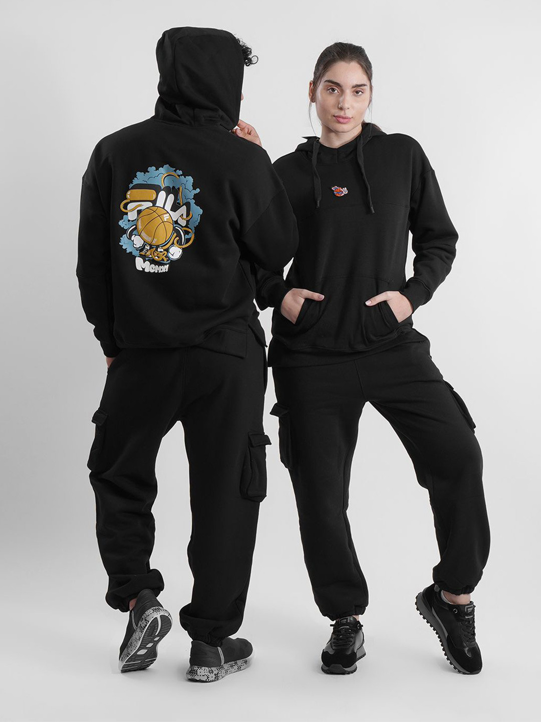 FILA Unisex Graphic Printed Hooded Long Sleeves Sweatshirt