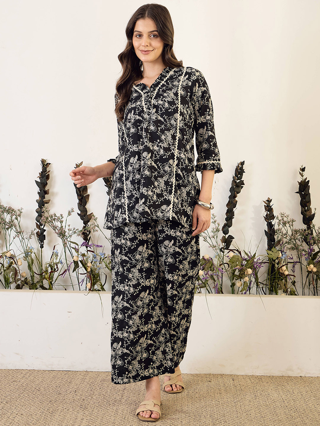 IMANA Printed Pure Cotton Tunic With Palazzo Co-Ords