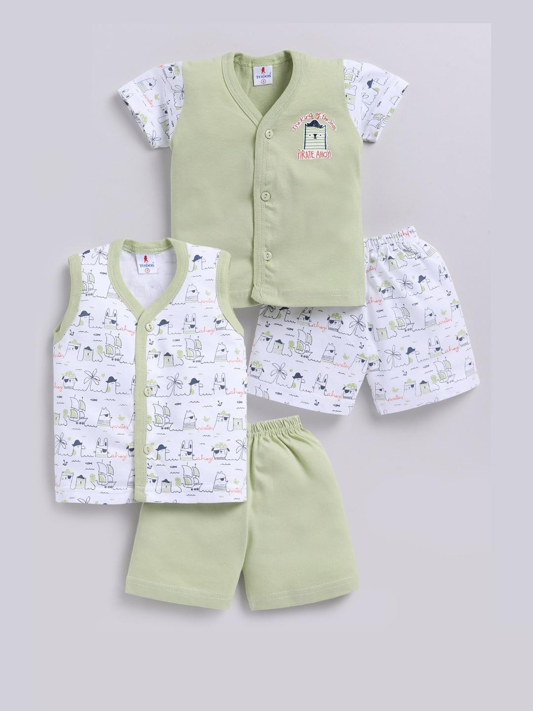TODOS Boys Green Pure Cotton Clothing Set