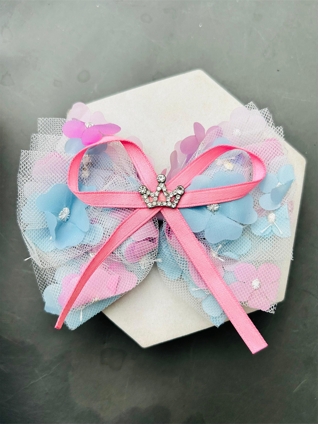 Radhya Accessories Stone Studded Princess Bloom Bow Alligator Hair Clip