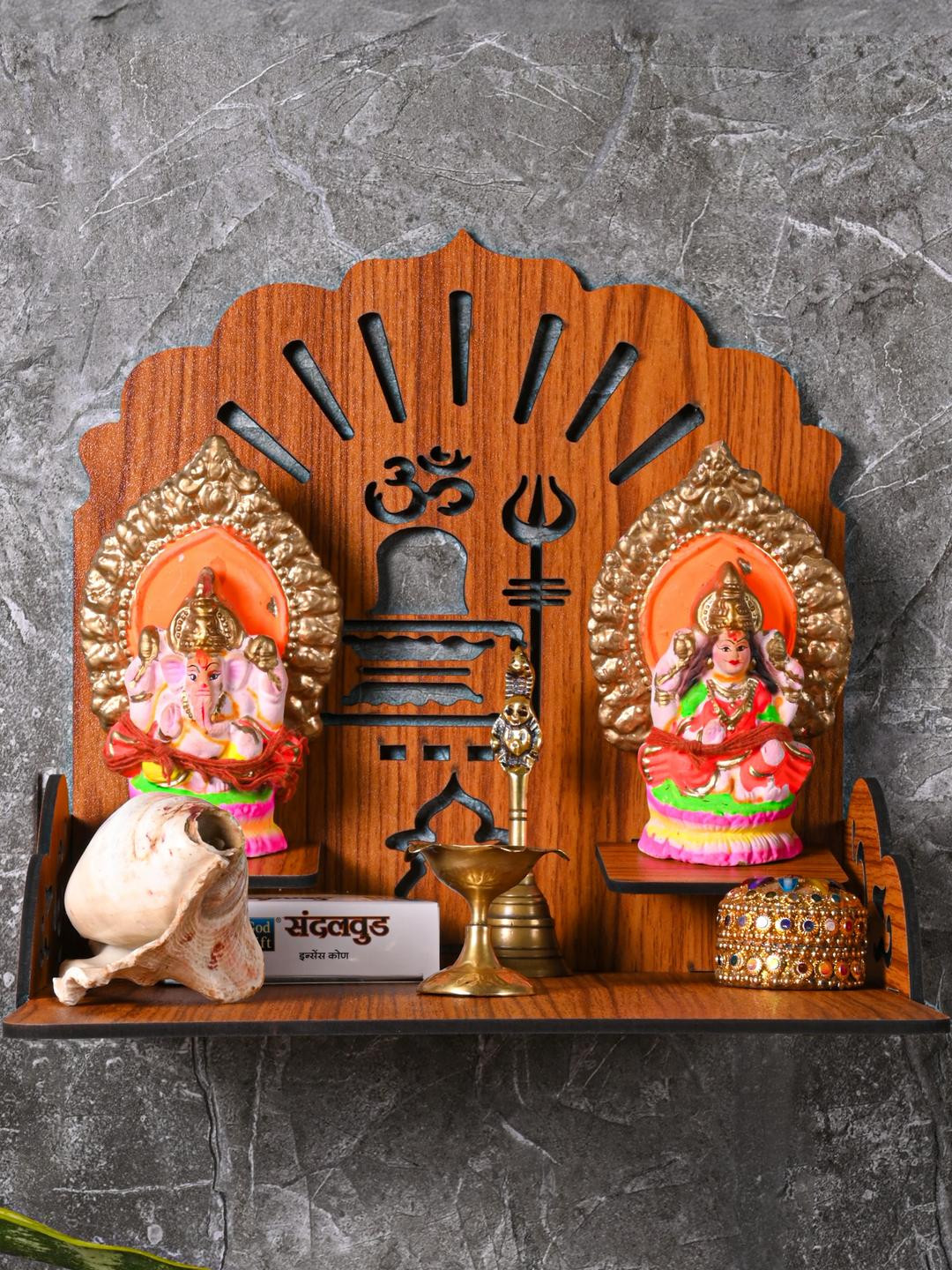Gojeeva  Brown Wall Mounted Temple
