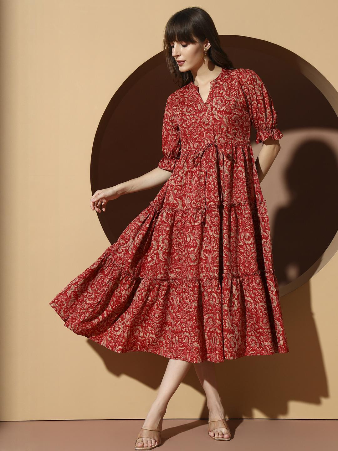 LookShine Red Polyester A-Line Dresses