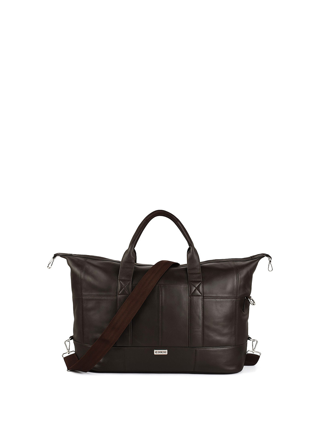 CIMONI Unisex Medium Leather Duffel Bag With Detachable Shoulder Strap And Handles