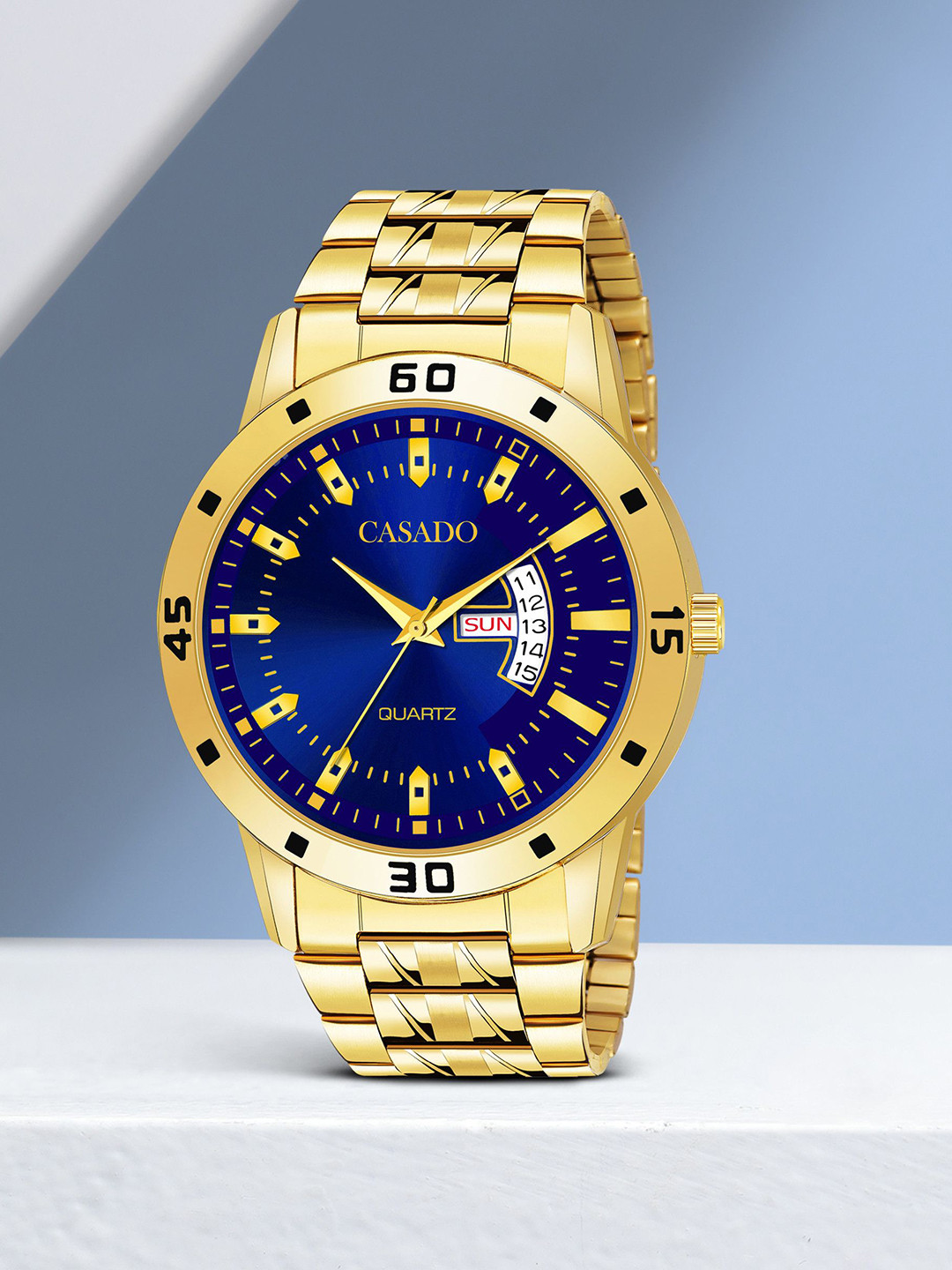 CASADO Men Round Dial & Stainless Steel Analogue Watch CSD-372-BLUE-GOLD-DD