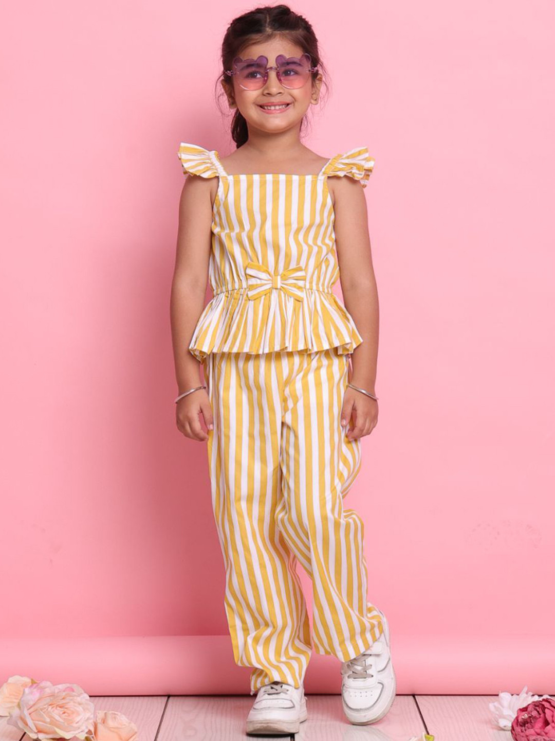 SAKA DESIGNS Girls Striped Top with Trousers