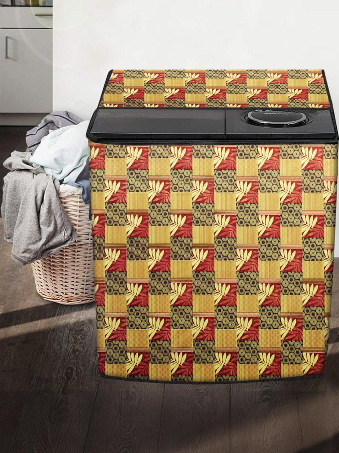 The Furnishing Tree Washing Machine Cover Surface Pattern Yellow Compatible for Whirlpool 11 Kg Sem