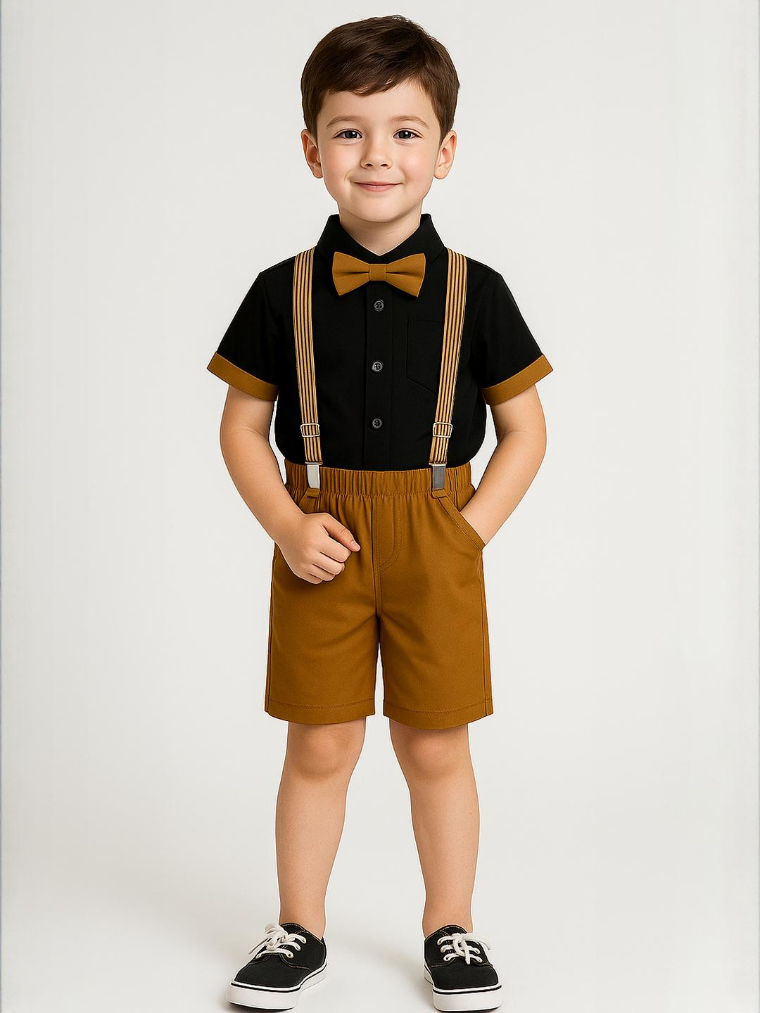 FABIZZA Boys Brown Pure Cotton Clothing Set