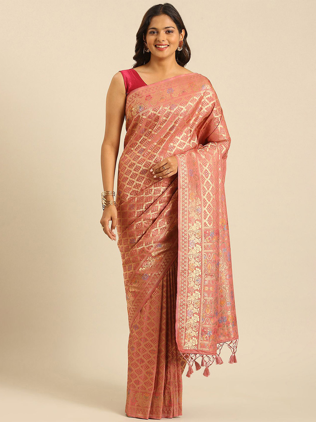 Taashi Woven Design Zardozi Designer Banarasi Saree