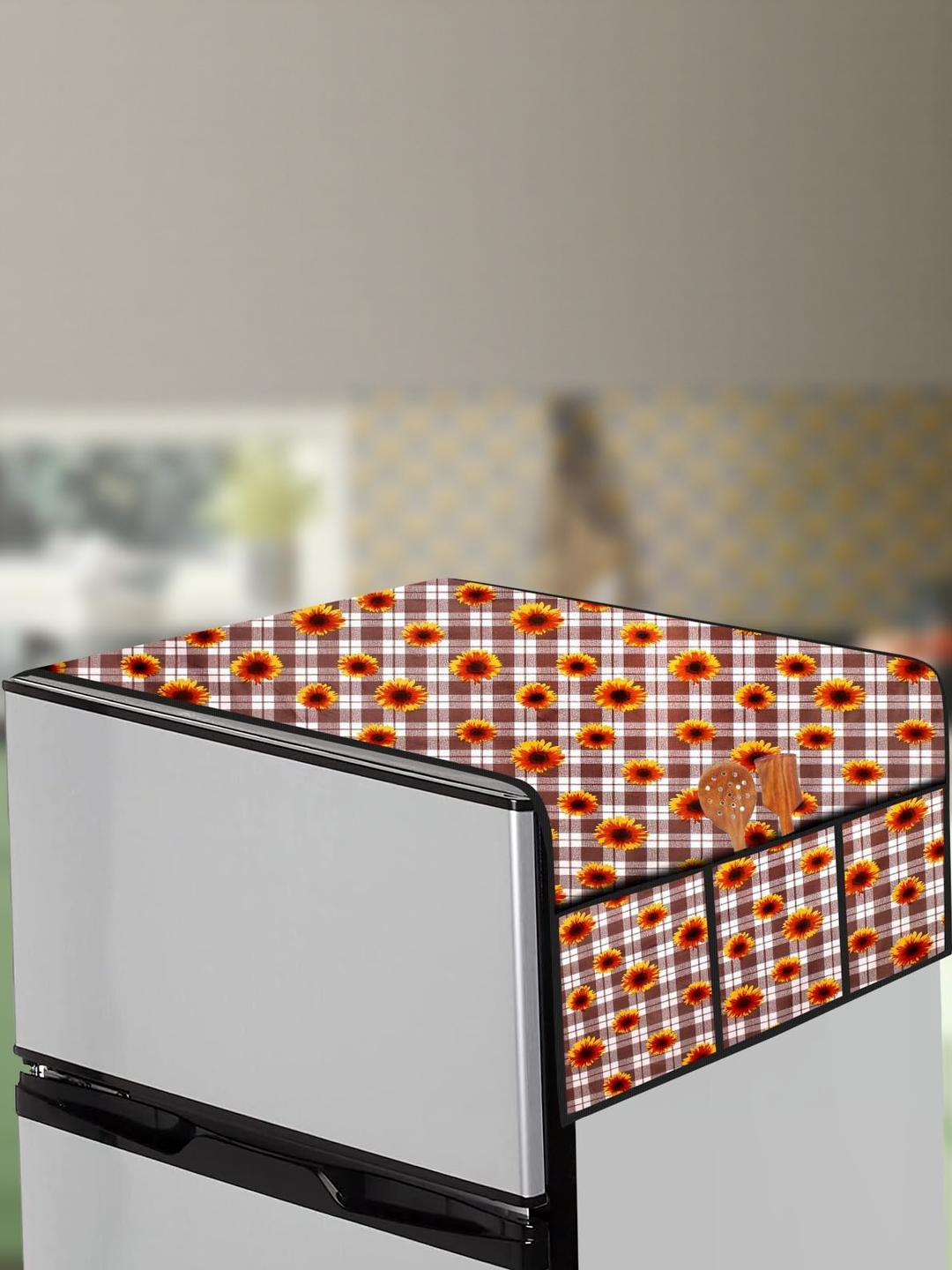 The Furnishing Tree PVC material Coffee Brown Plastic Refrigerator top Cover