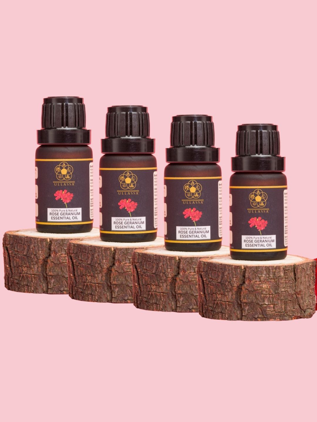 ULLASSA Set Of 4 Rose Geranium Essential Oil For Anti-Aging & Stretch Marks - 10 ml Each
