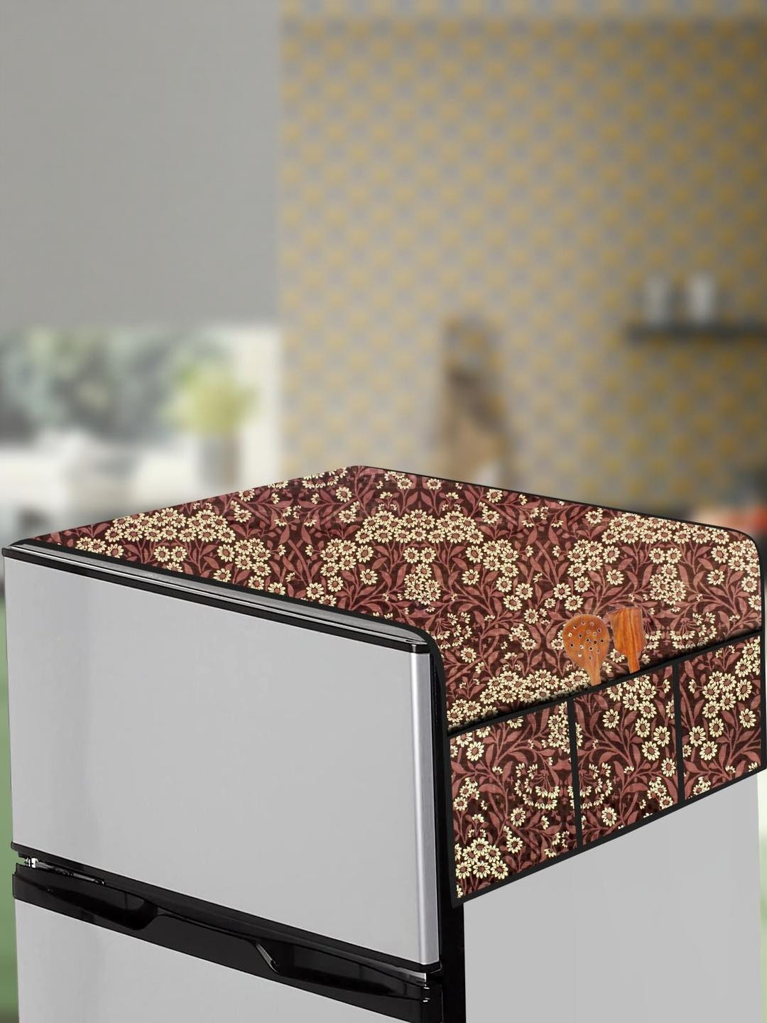 The Furnishing Tree PVC material Beige Printed Refrigerator top Cover