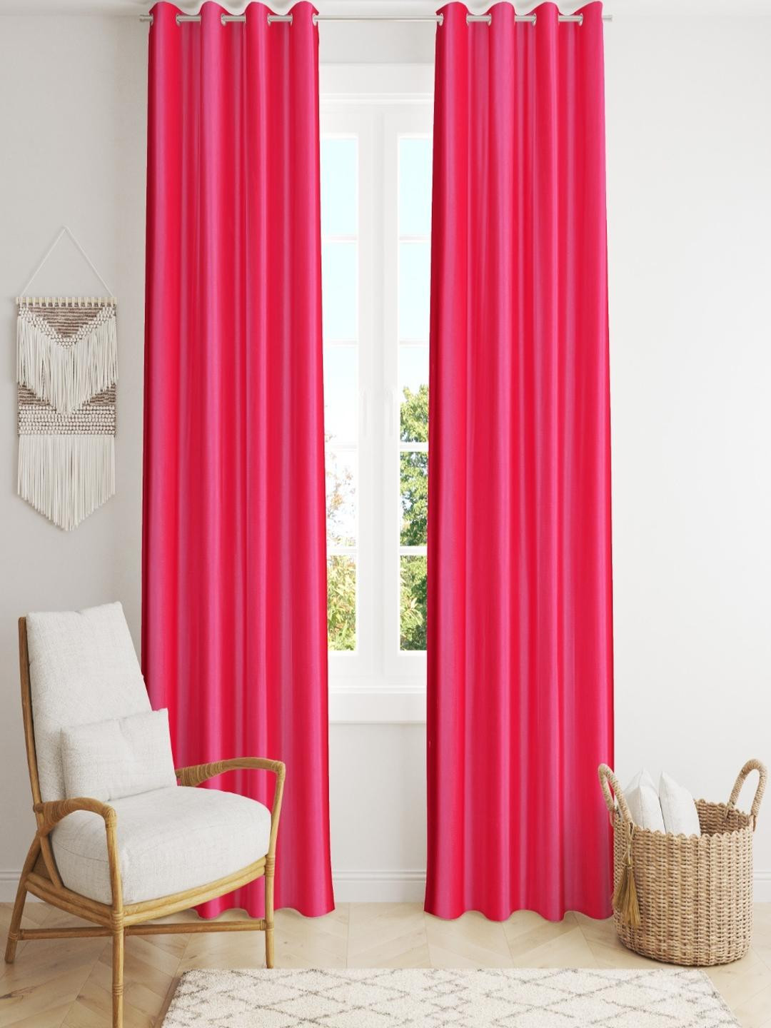 AADI TRADERS Pink Polyester Window Curtain