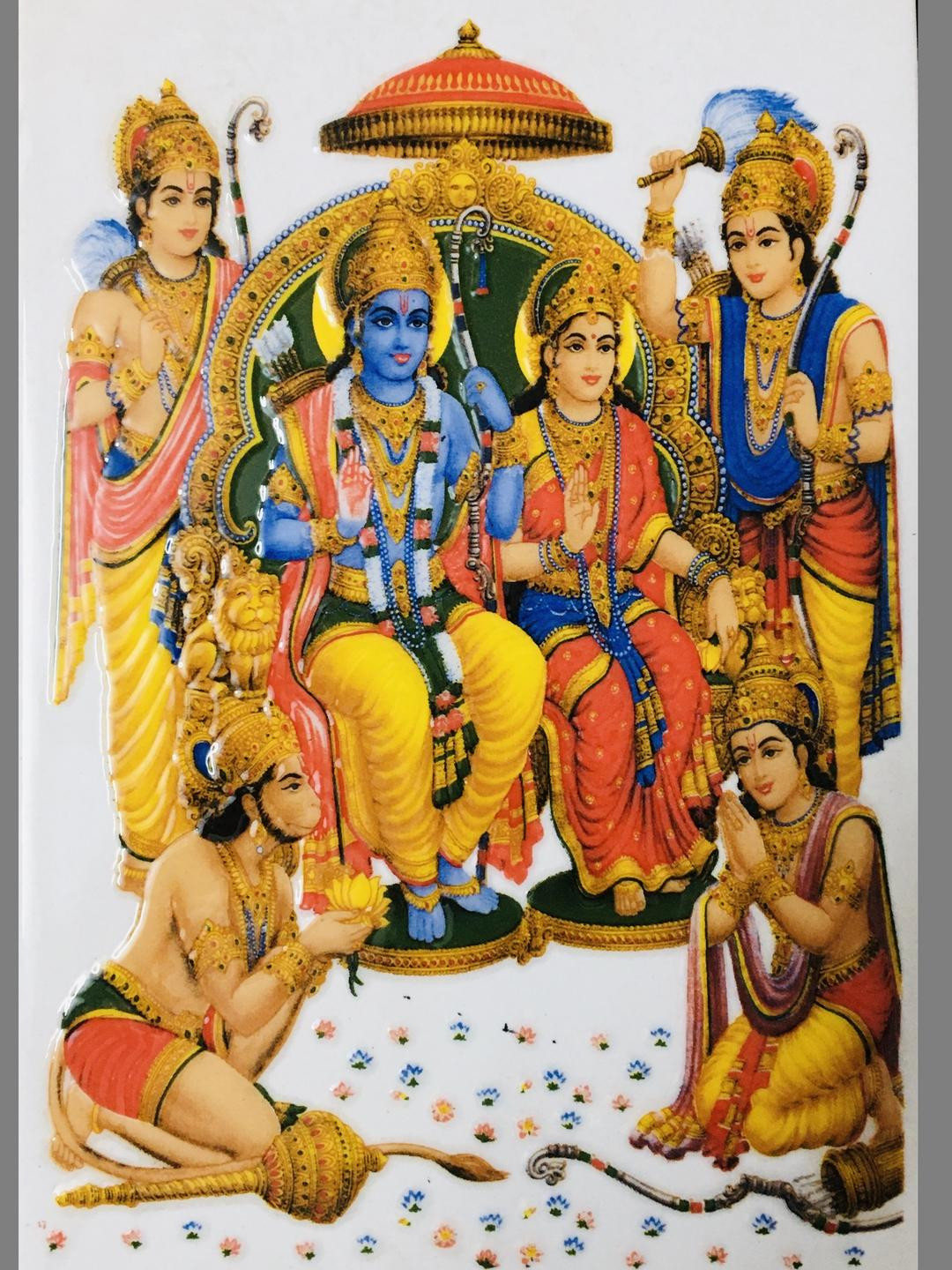 SHOP BY ROOM Shri Ram Darbar Ceramic Ethnic Motifs Glossy Pooja Room Spiritual Wall Decor