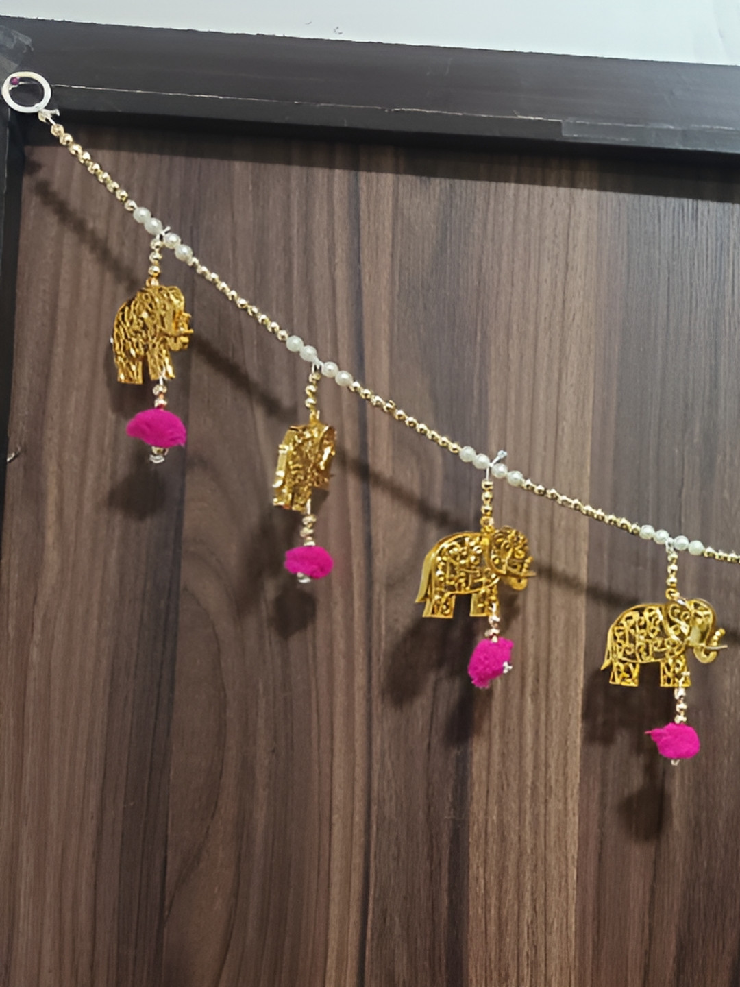 Nutts Yellow & White Elephant Pompom Bandhanwar Festive Decor