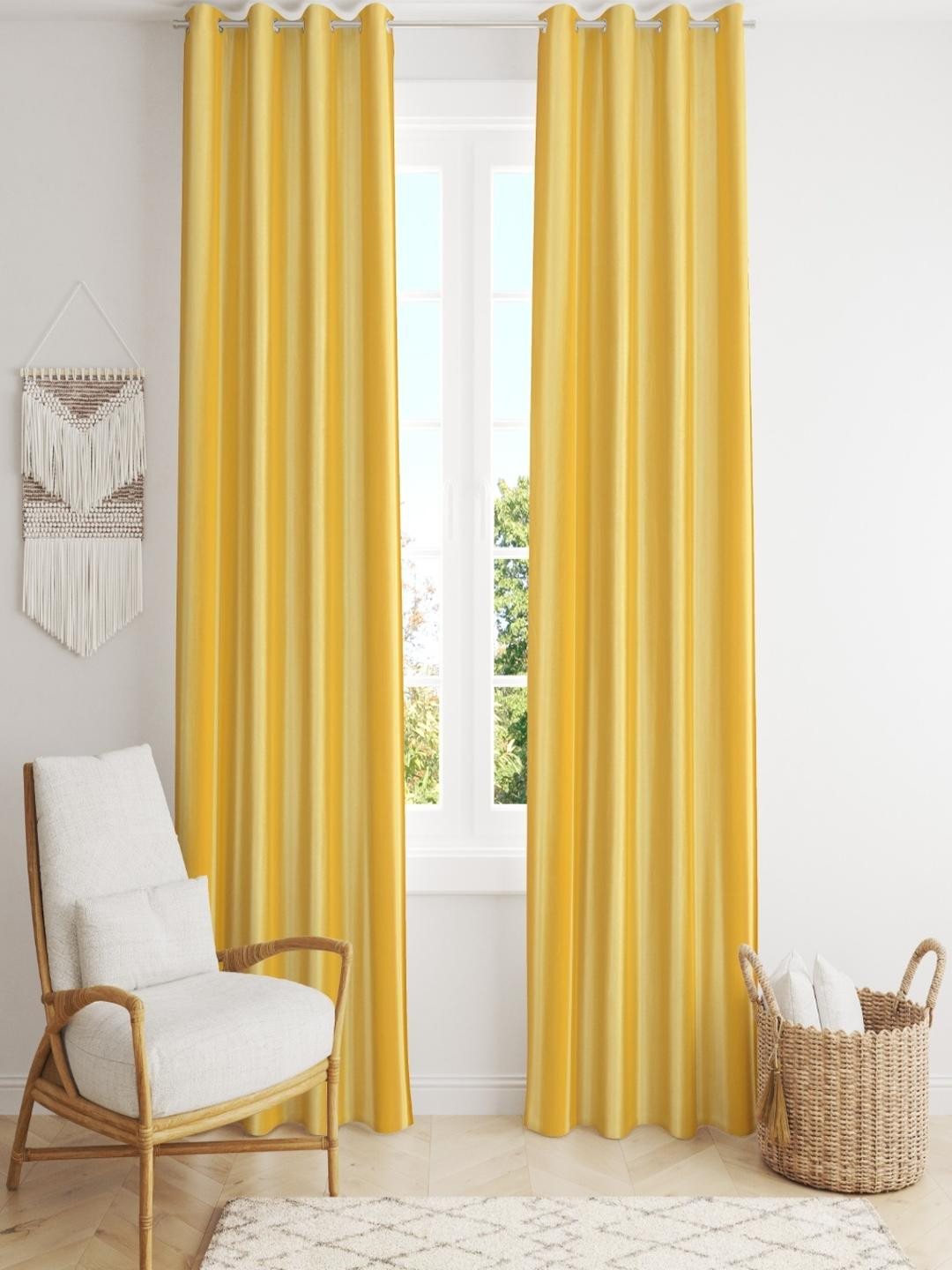 AADI TRADERS Yellow Polyester Window Curtain