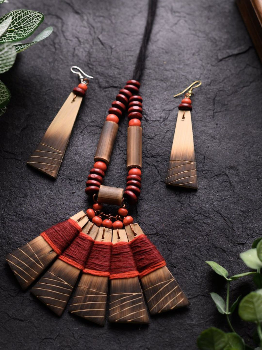 ArtEastri Handcrafted Bamboo Tribal Beaded Jewellery Set