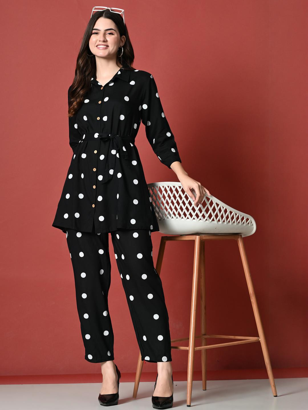 Saanvi Collection Black Viscose Rayon  Co-Ords
