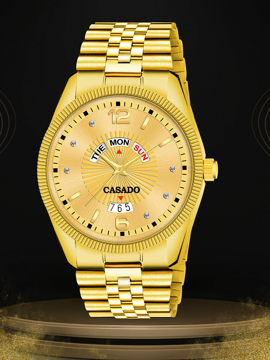 CASADO Men Stainless Steel Bracelet Style Straps Analogue Watch CD-640-GOLD-GOLD-DD