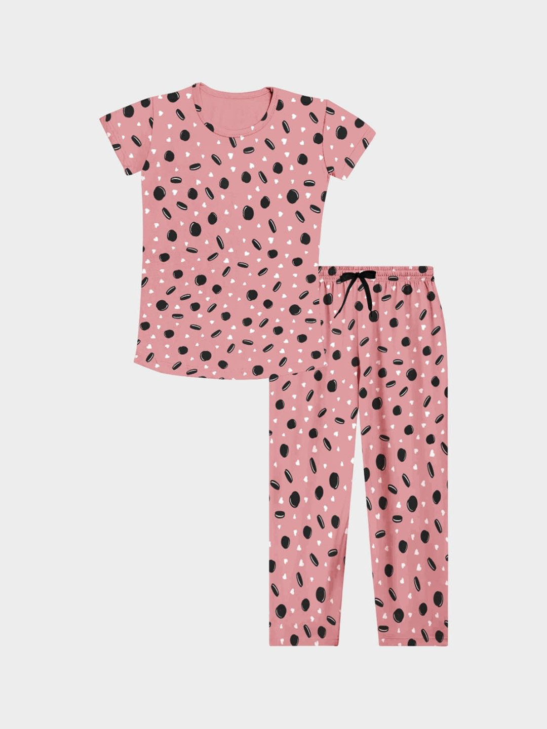 Tee Weavers Girls Conversational Printed Pure Cotton T-shirt With Pyjama Night Suit