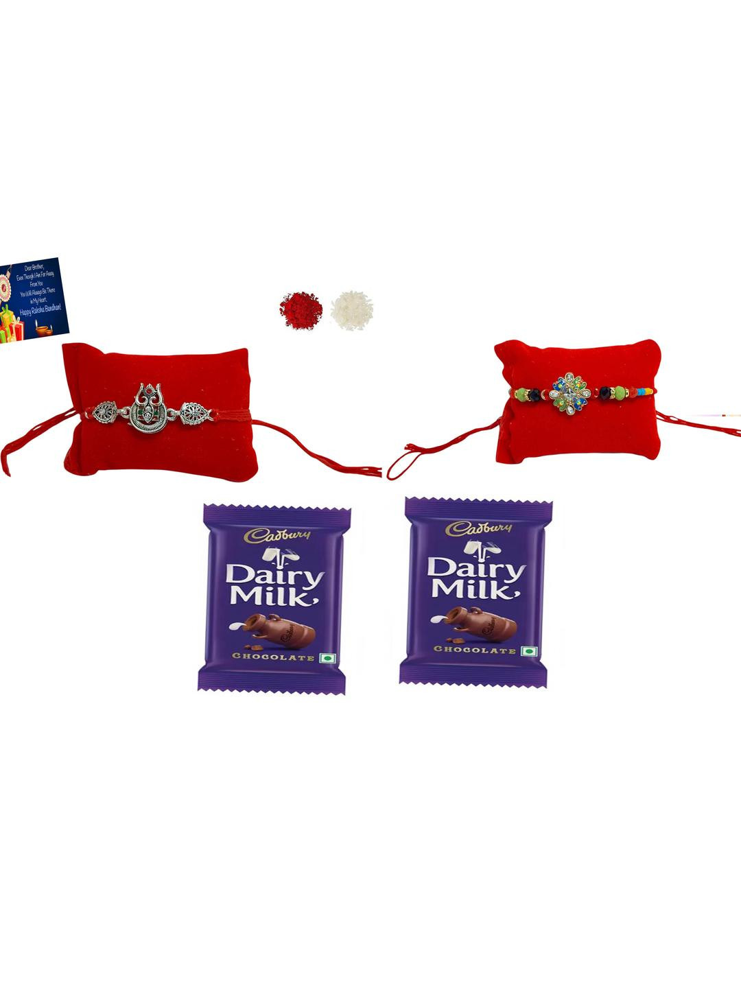 Shiv Ji n Deigner Metal Rakhi choclate Greeting card n Roli