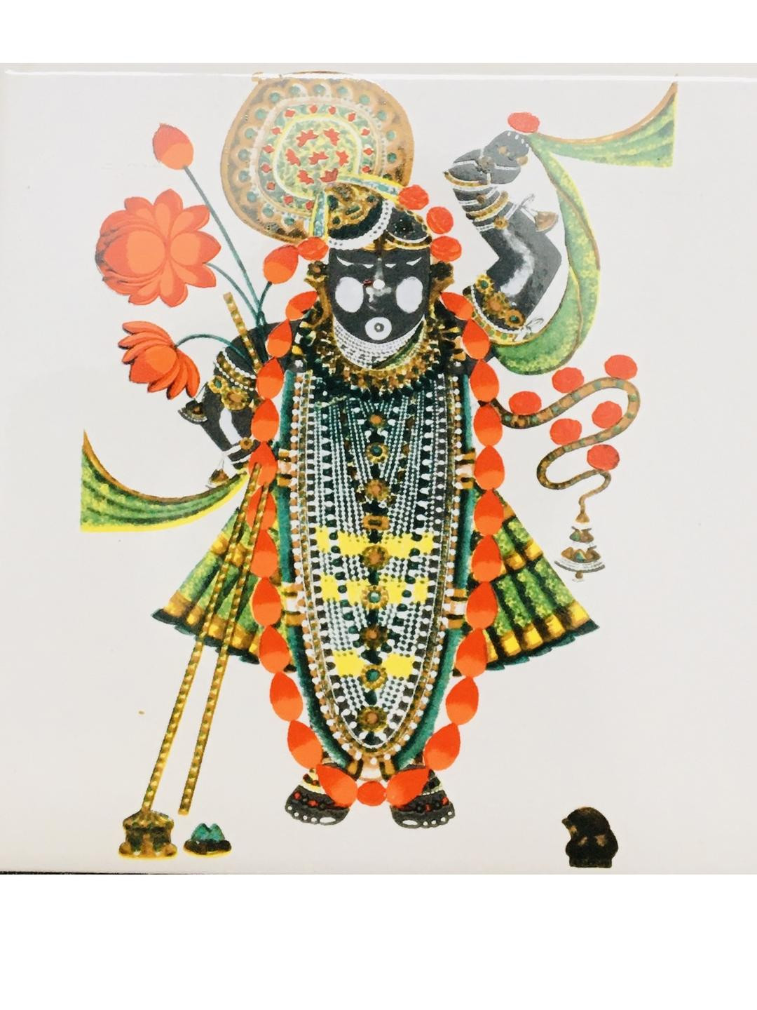 SHOP BY ROOM Lord Shreenathji Ceramic Ethnic Motifs Glossy Spiritual Wall Decor-6In