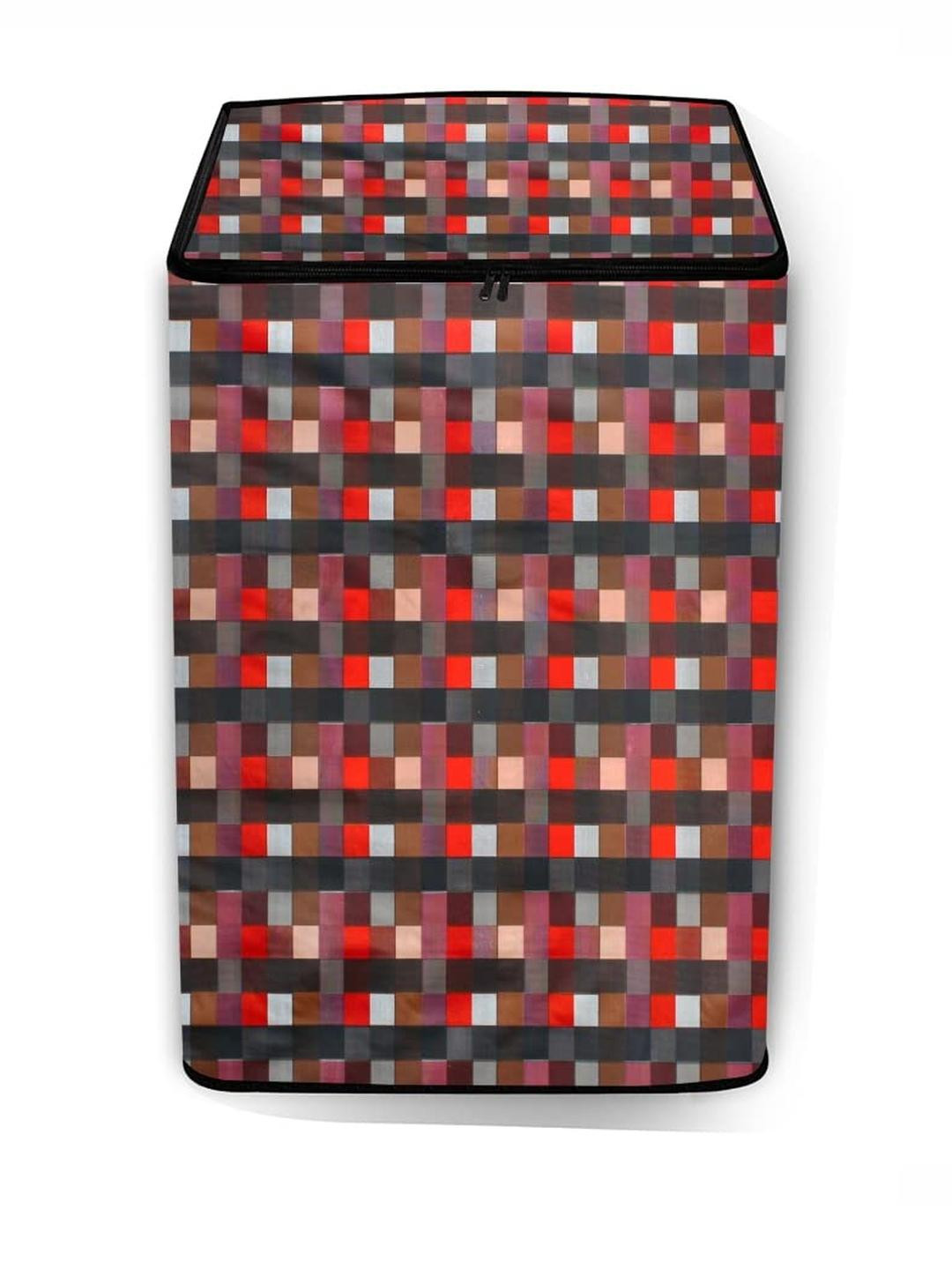 The Furnishing Tree Washing Machine Cover Lattice Pattern Red Compatible for Whirlpool 7 Kg Fully-A