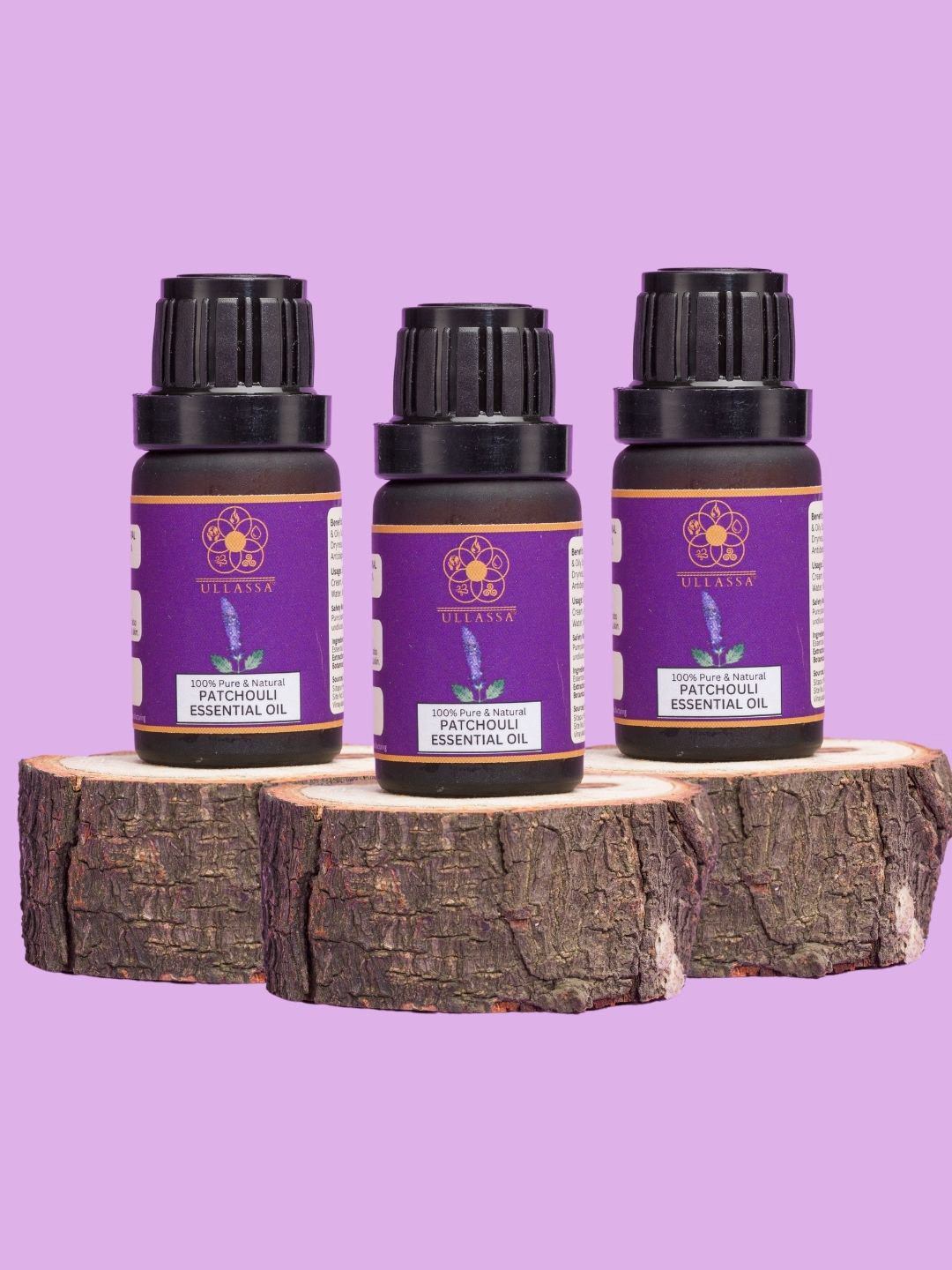 ULLASSA Set Of 3 Patchouli Essential Oil For Anti-Aging & Stress Relief - 10 ml Each