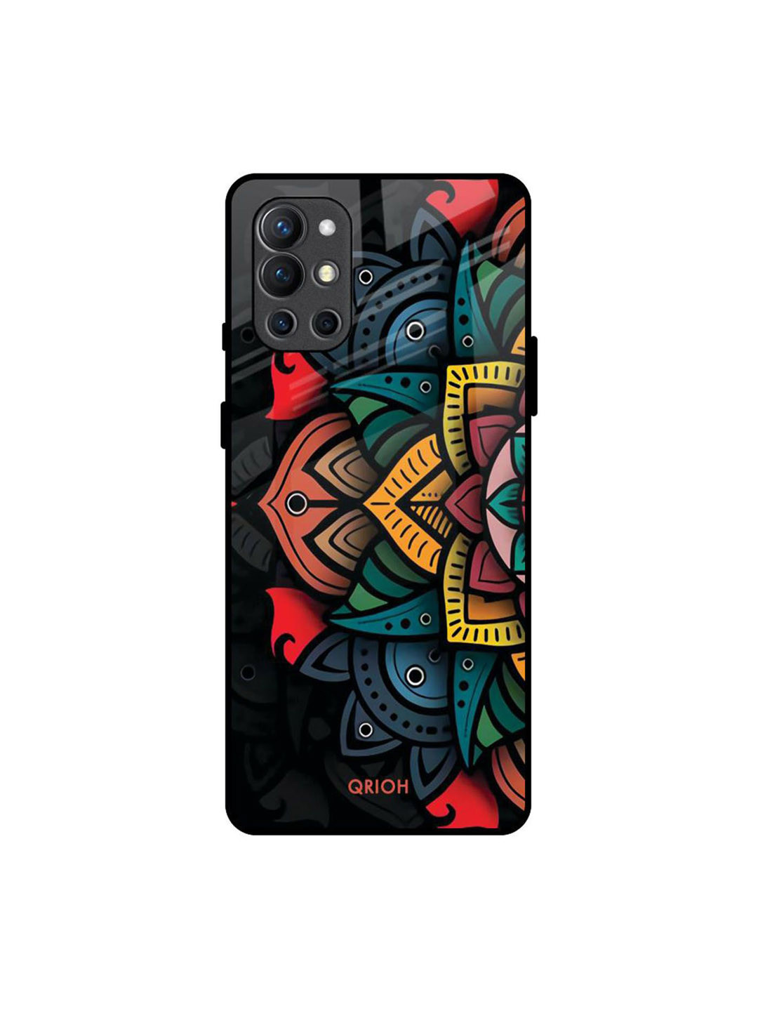 QRIOH Floral Printed OnePlus 9R Glass Case Back Case