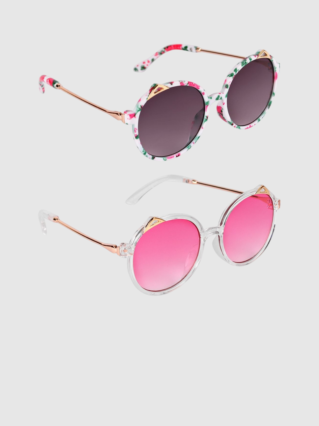 DukieKooky Kids Pack of 2 Round Sunglasses With UV Protected Lens DKSG363A-363F