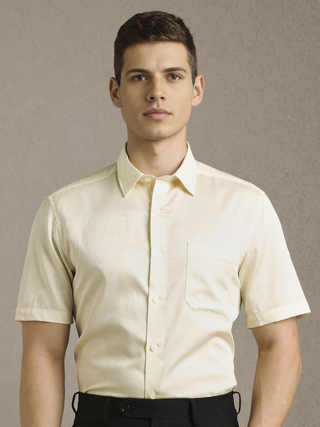 Louis Philippe Men Graphic Printed Spread Collar Pure Cotton Formal Shirt