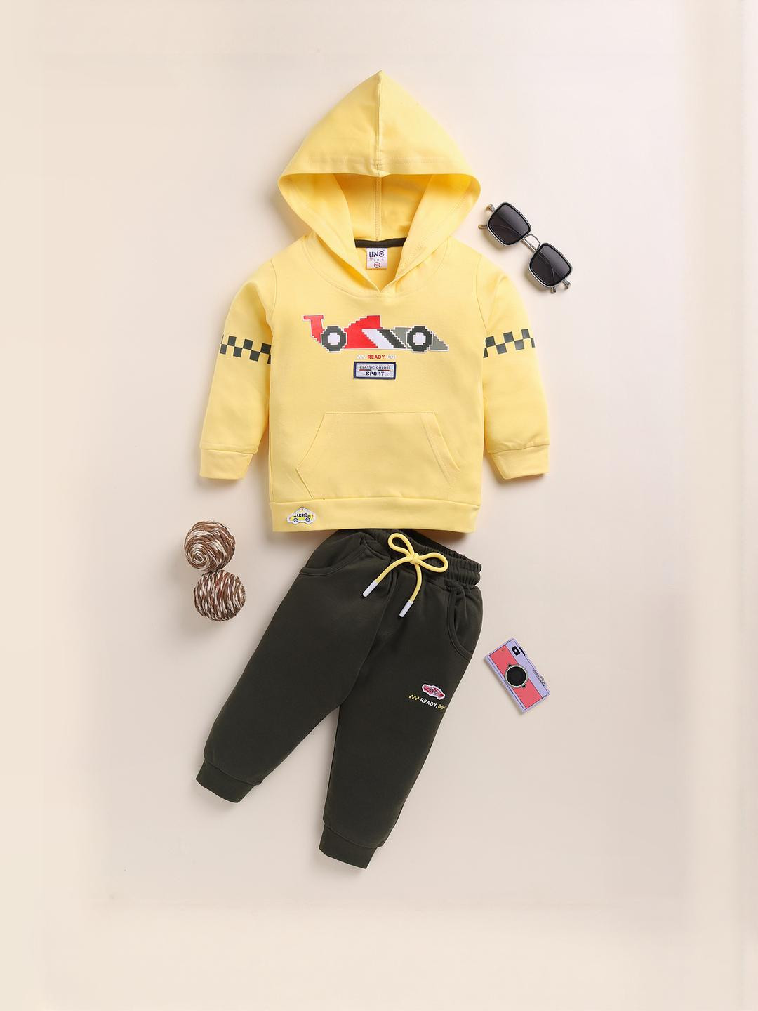 UNO KIDS Boys Yellow Pure Cotton Clothing Set