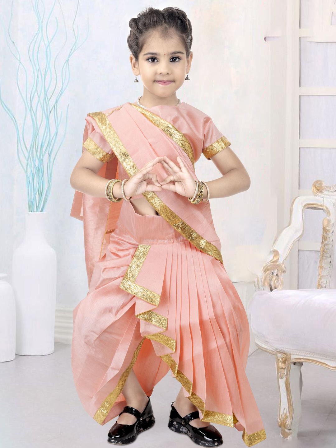 Smuktar garments Girls Pink Silk Blend Clothing Set