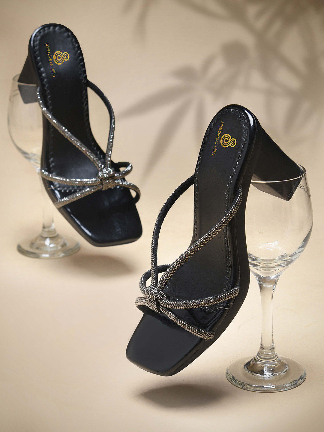 sneakers villa Women Embellished Open Toe Block Sandals