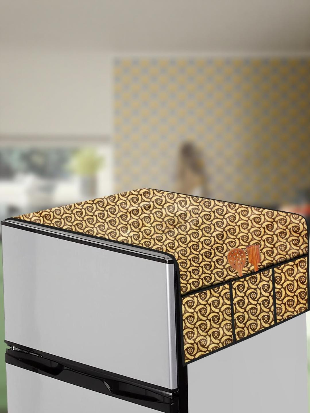 The Furnishing Tree Yellow Printed Fridge Top Cover Appliance Cover