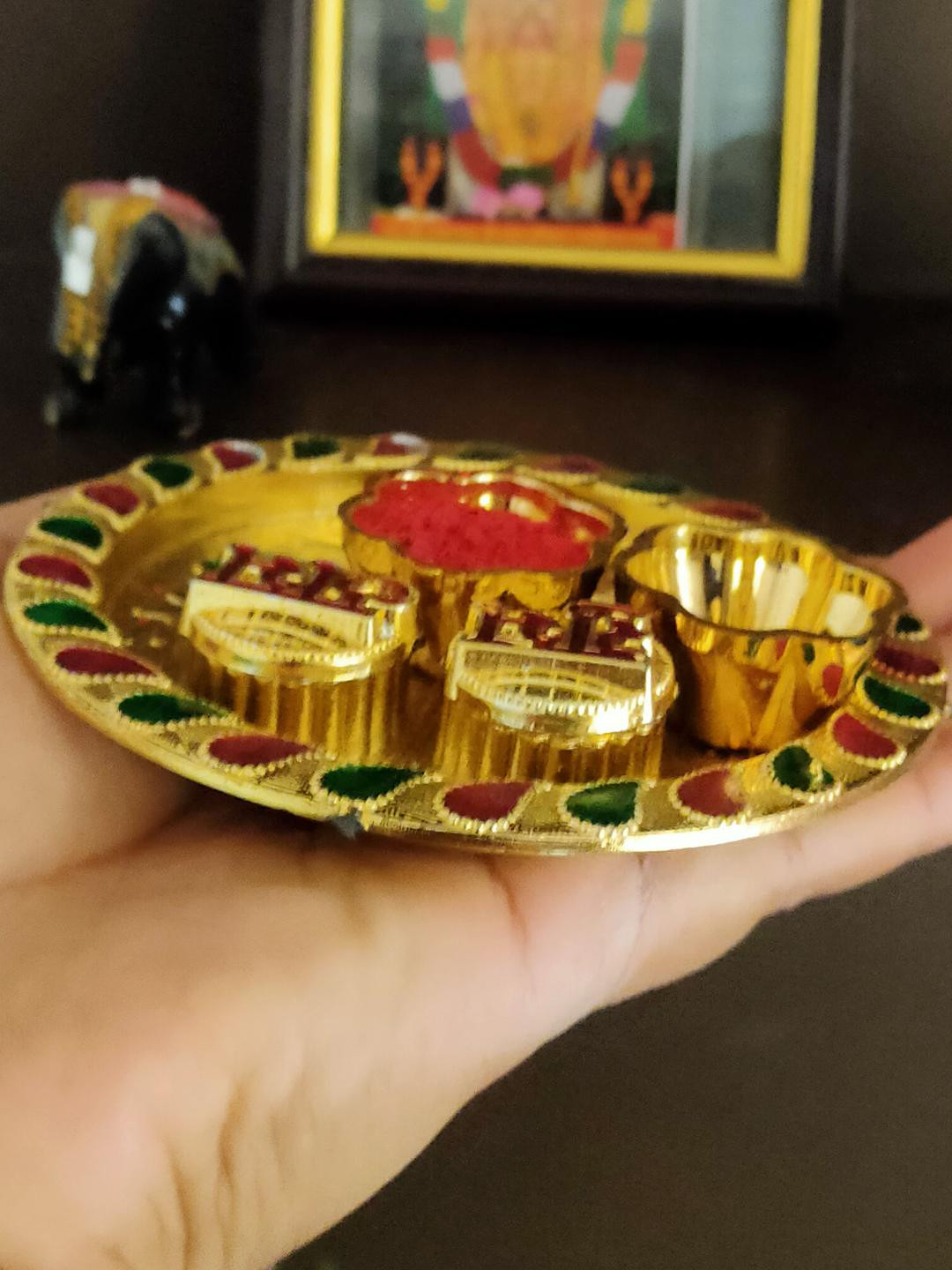 Shiv Metal Rakhi 4.5 Inch Plate Greeting card n Roli