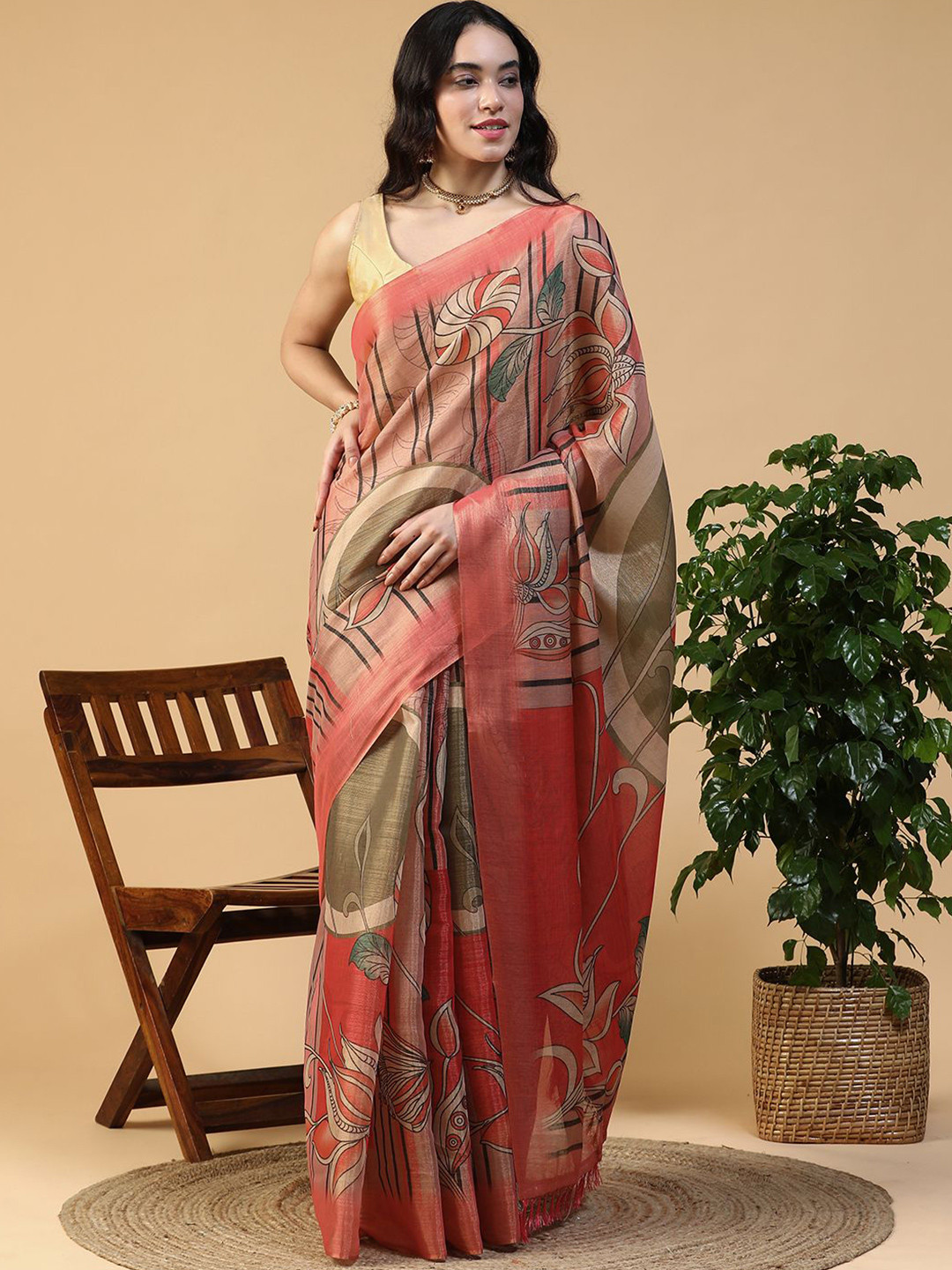 BALOOBI Floral Digital Printed Saree