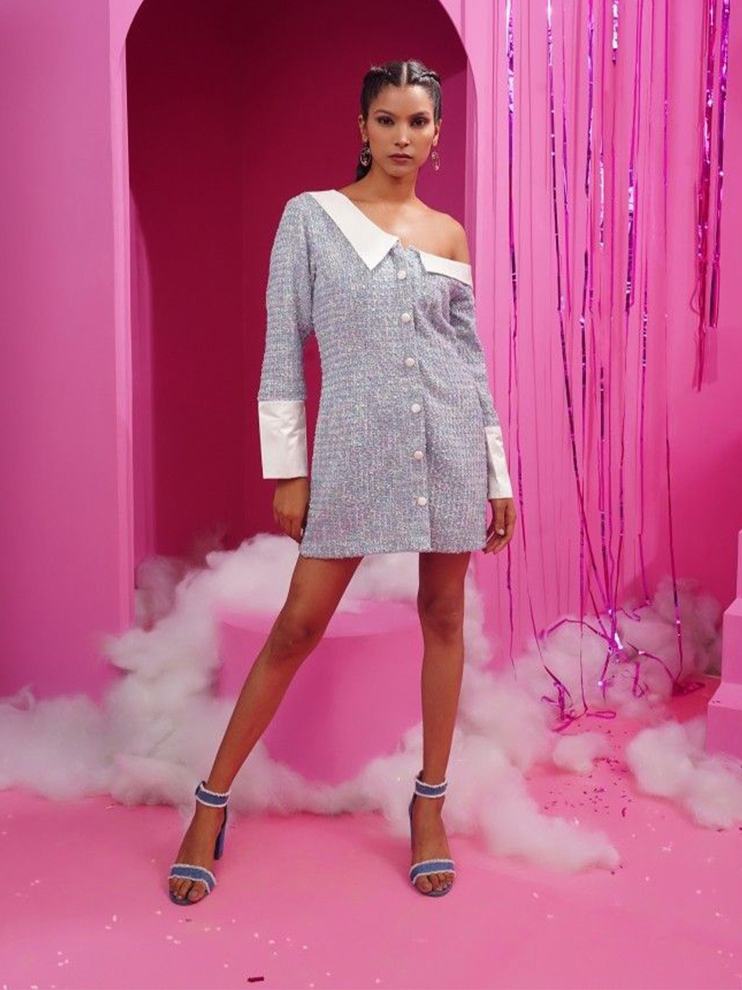 Freo Self Design Shirt Coller Shirt Dress