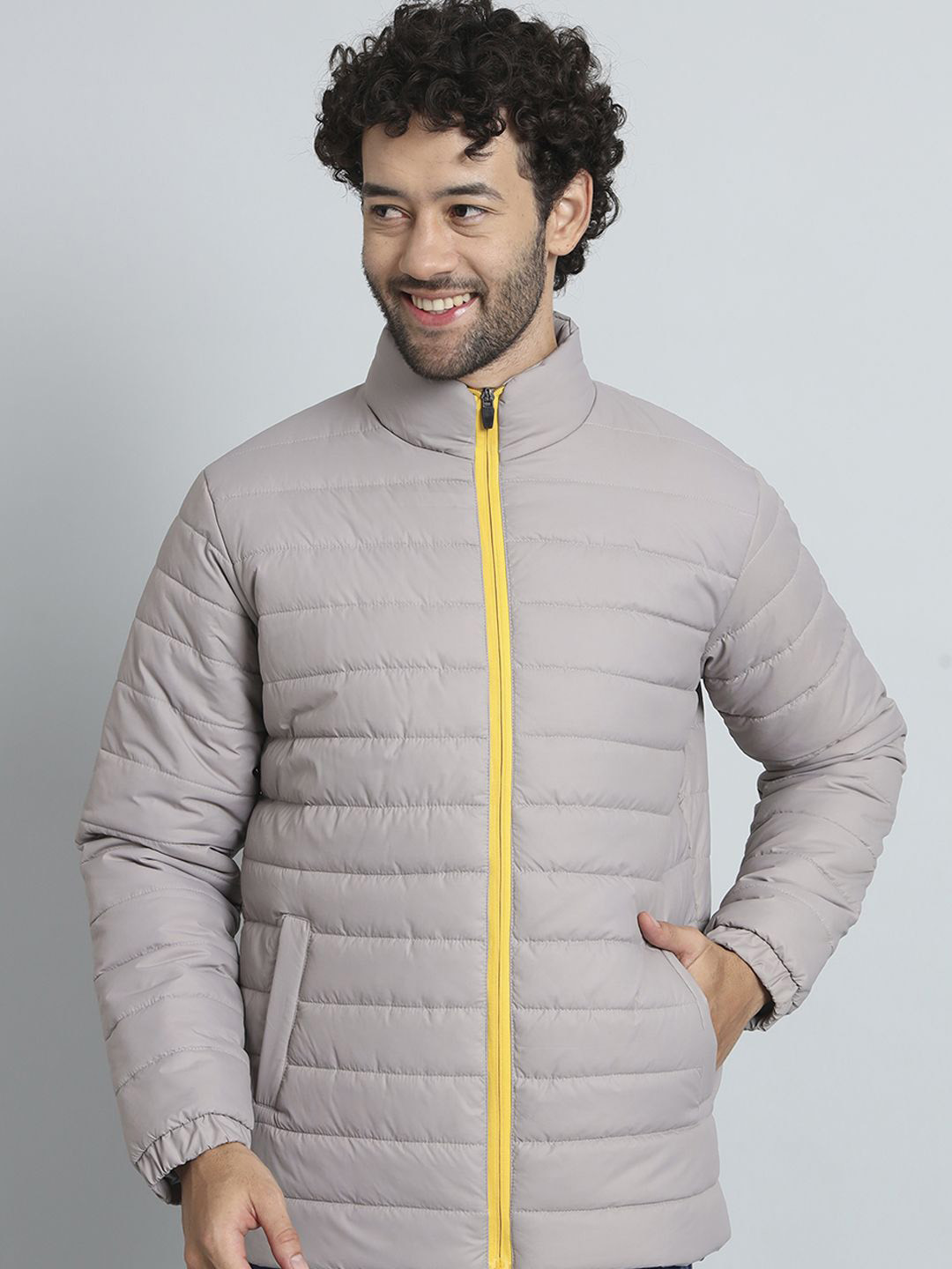 XFOX Zip Detail Stand Collar Puffer Jacket