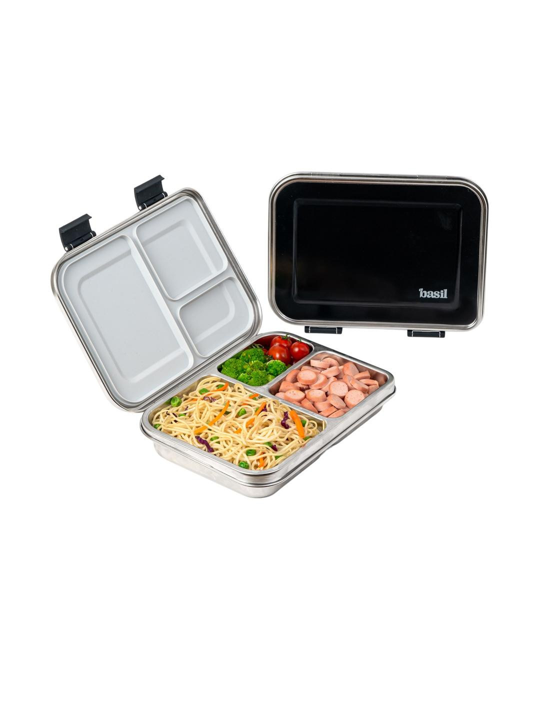 BASIL Black Stainless Steel Easy to Clean Lunch Box