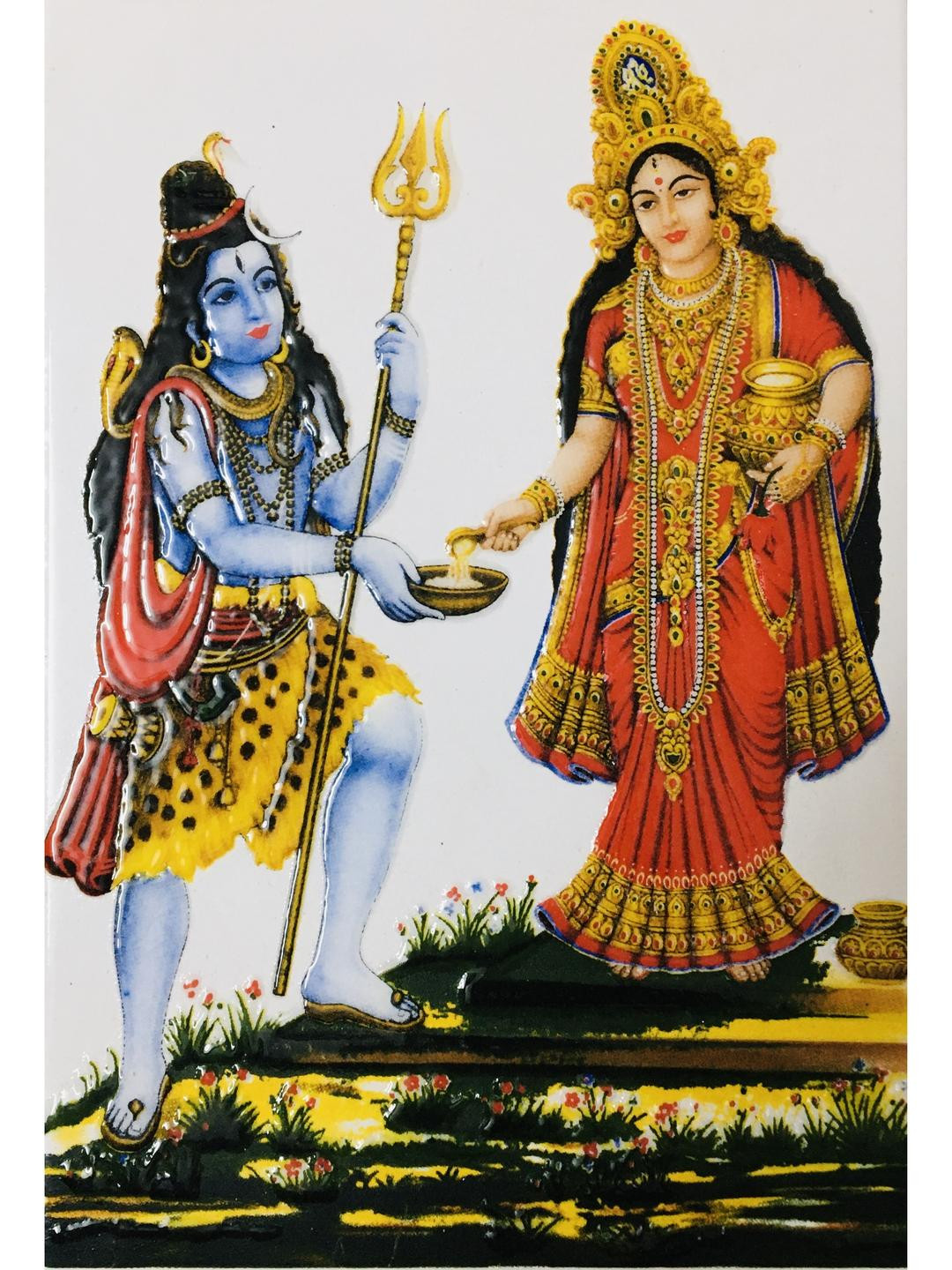 SHOP BY ROOM Devi Anpurna Ceramic Ethnic Motifs Glossy Pooja Room Spiritual Wall Decor