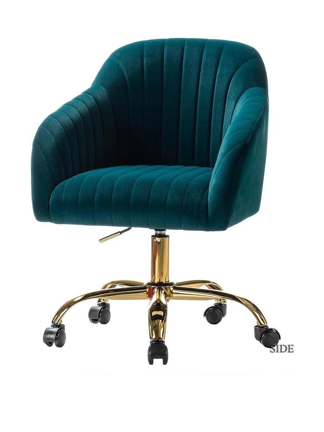DOE BUCK Teal Velvet Finish Adjustable Office Chair