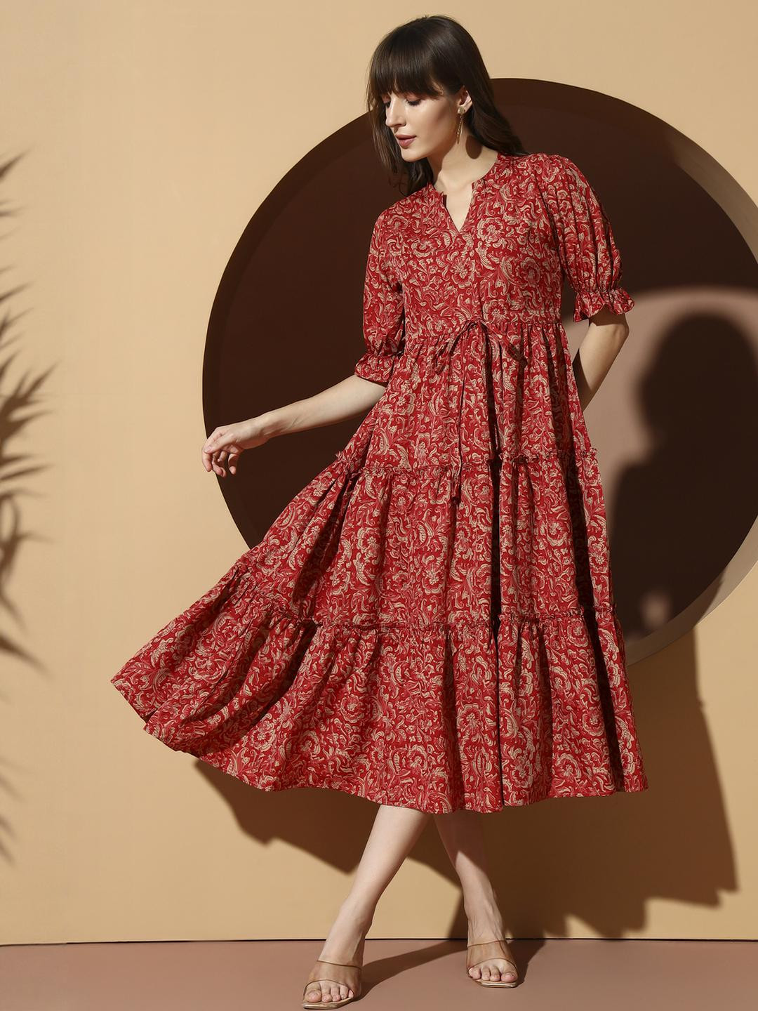 LookShine Red Polyester A-Line Dresses