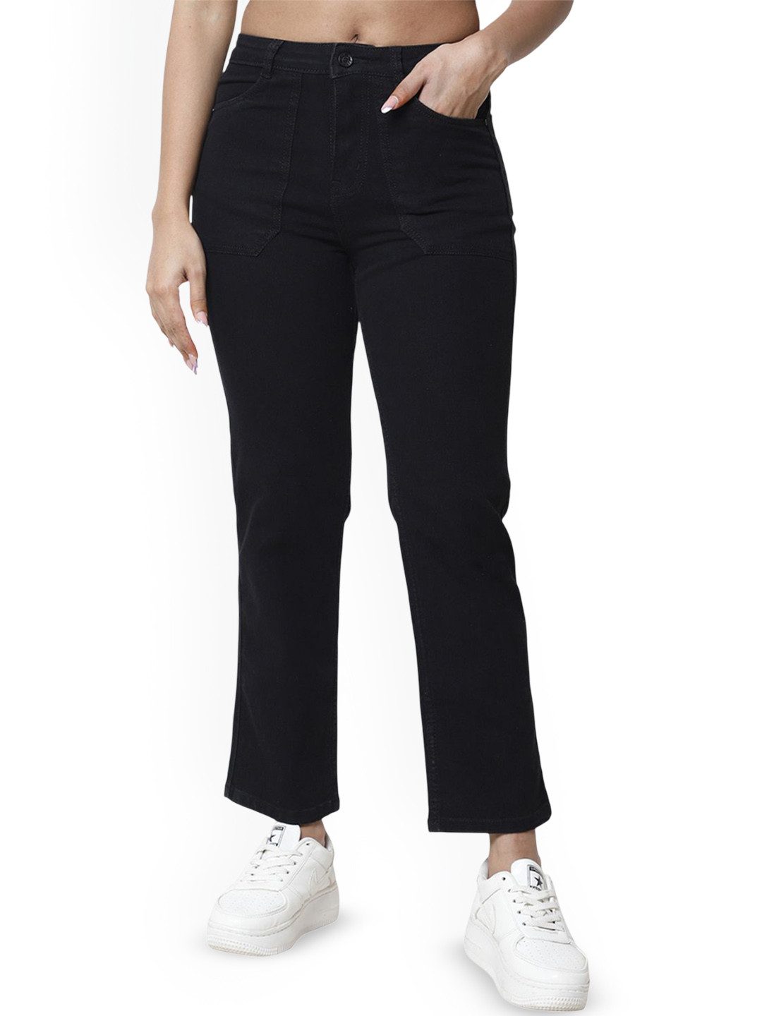 God's Club Women Comfort Straight Fit Mid-Rise Jeans