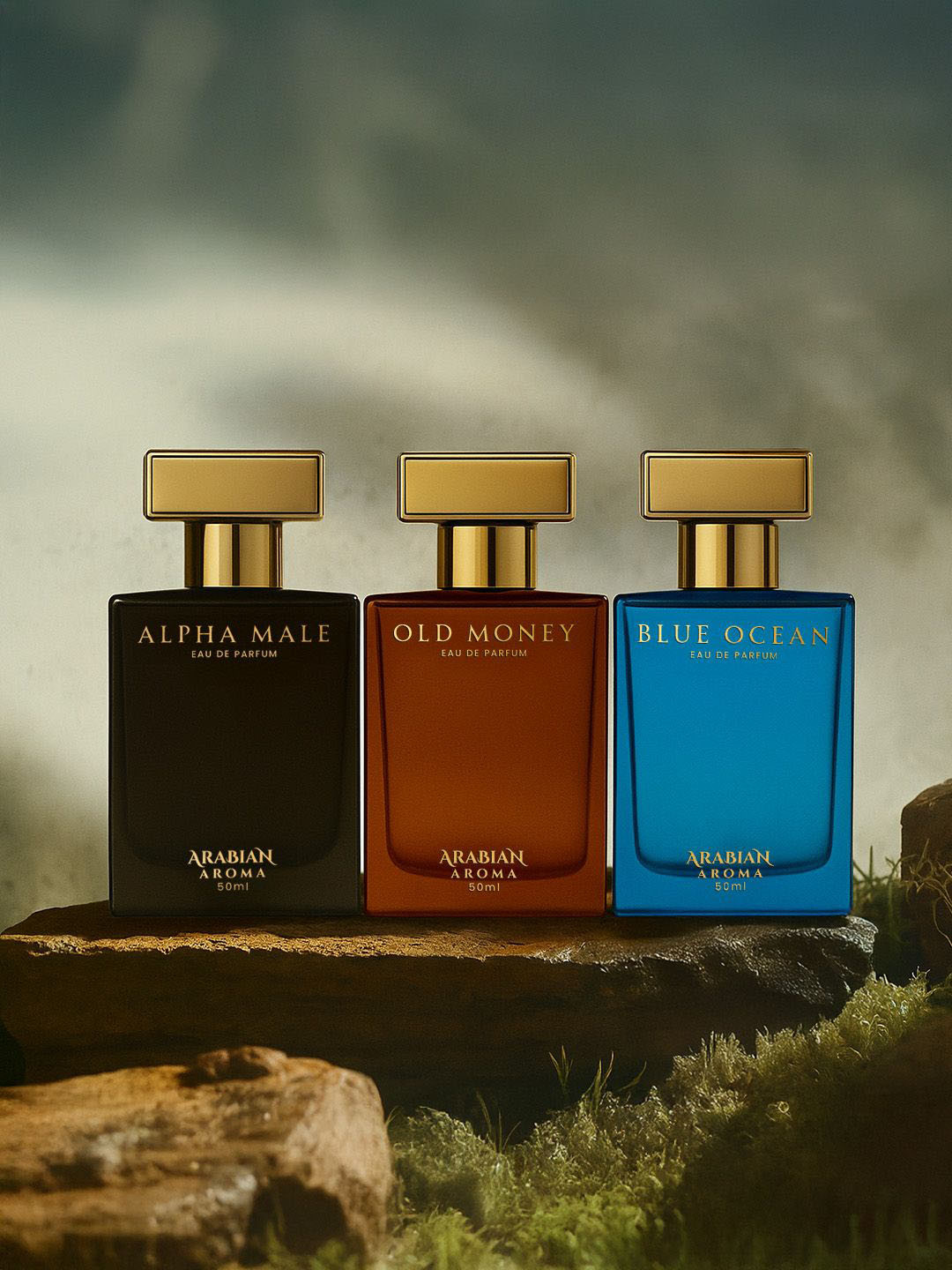 Arabian Aroma Men 3Pcs Long Lasting EDP 50ml Each - Alpha Male + Old Money + Blue Ocean