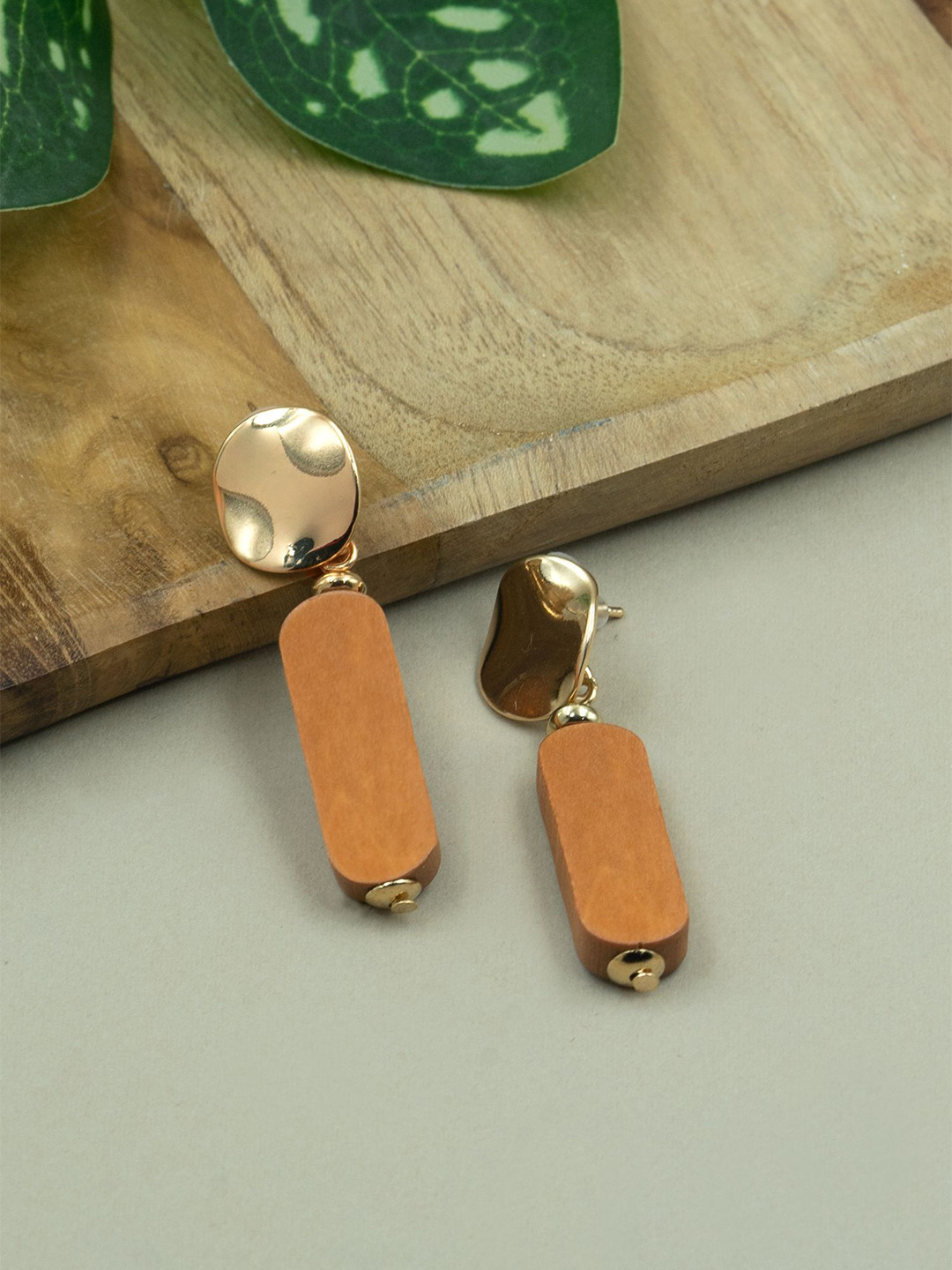 ARTKLIM Wooden Fringe Oval Shaped Drop Earrings