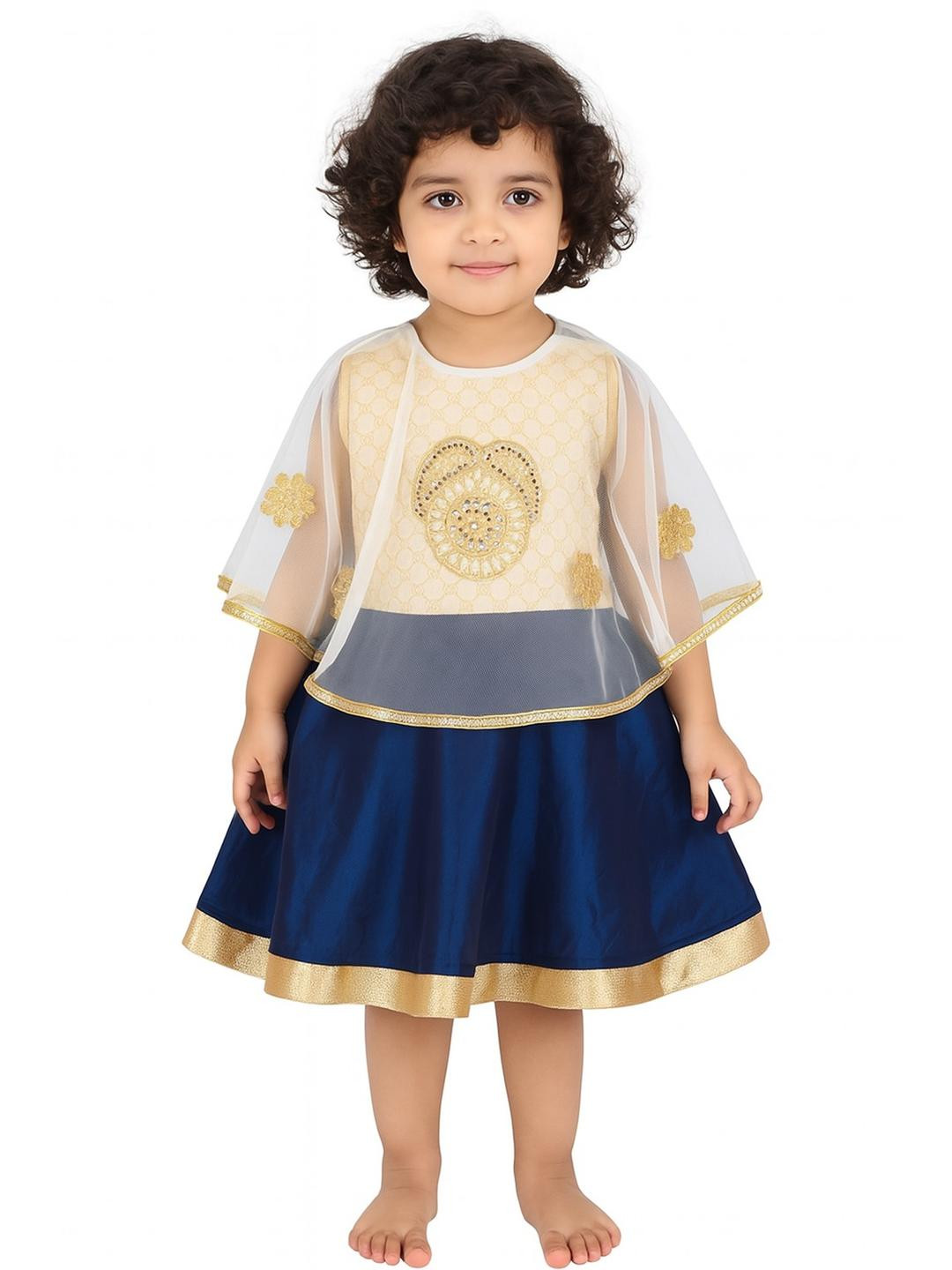 Kids Poncho Dress Dress for Girls Blue