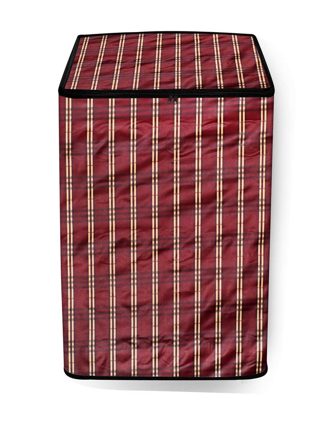 The Furnishing Tree Washing Machine Cover Plaid Pattern Red Compatible for Whirlpool 6.2 Kg Fully-A