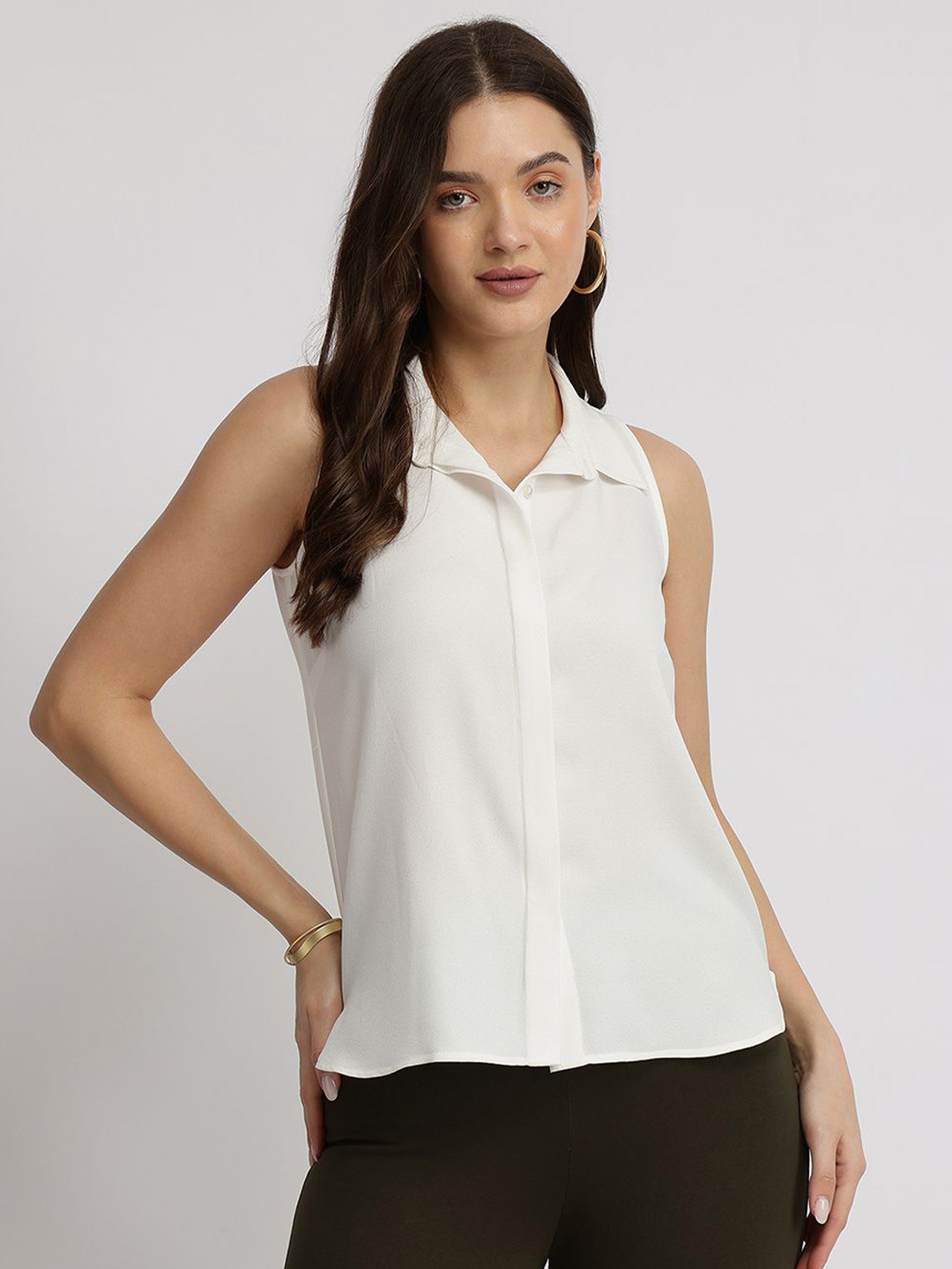 FableStreet White Sleeveless Top