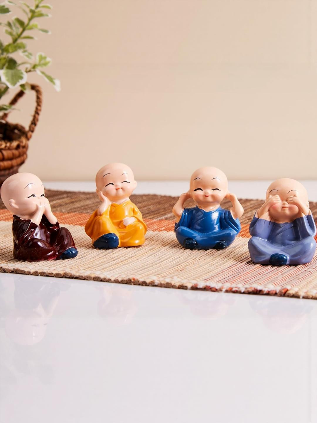 SSS SCULPTURE Set of 4 Baby Monks Showpieces