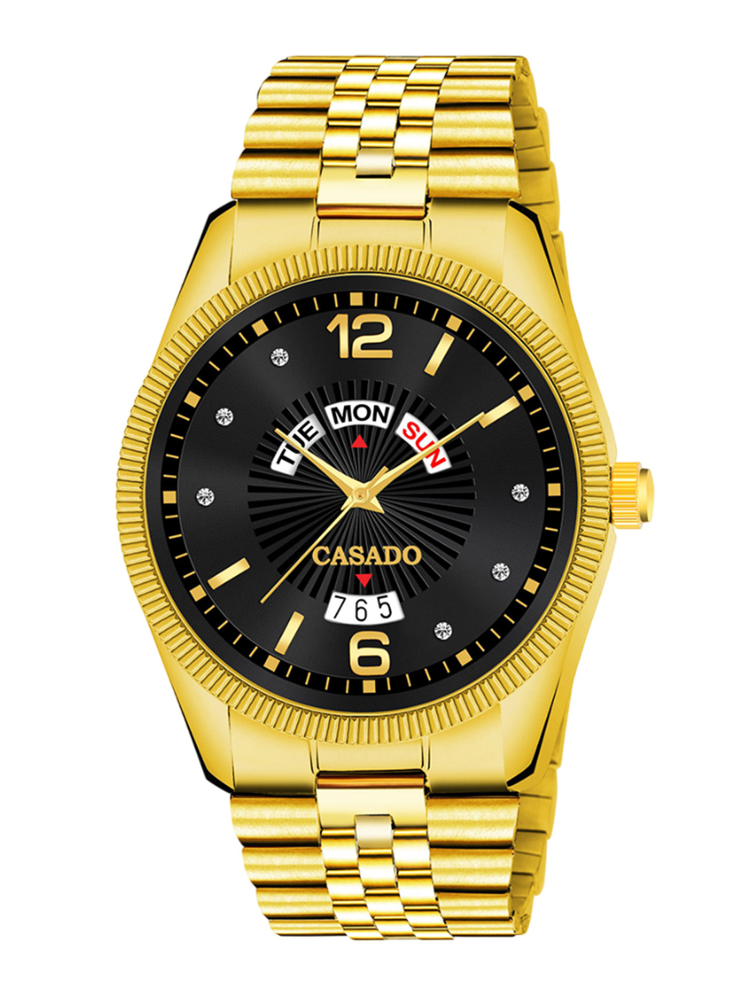 CASADO Men Dial & Bracelet Style Straps Analogue Watch CSD-640-BLACK-GOLD-DD